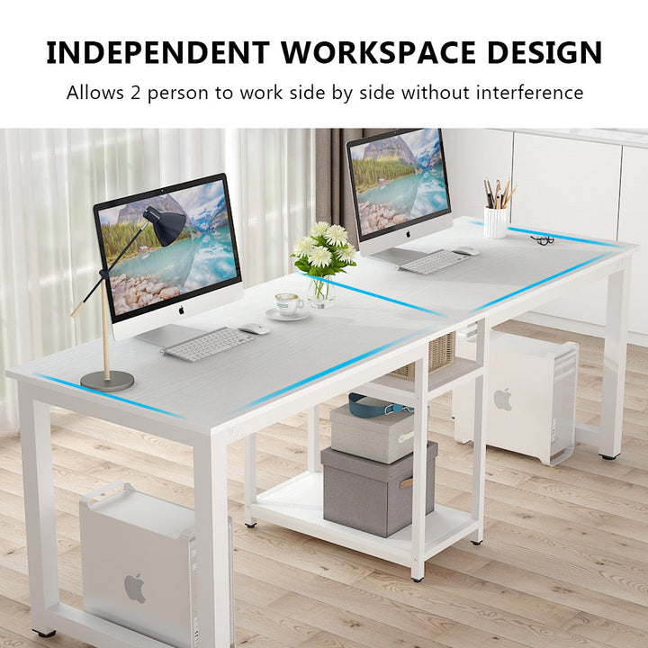 Tribesigns Two Person Desk, 78 Inches Computer Desk with Storage Shelves Image 12