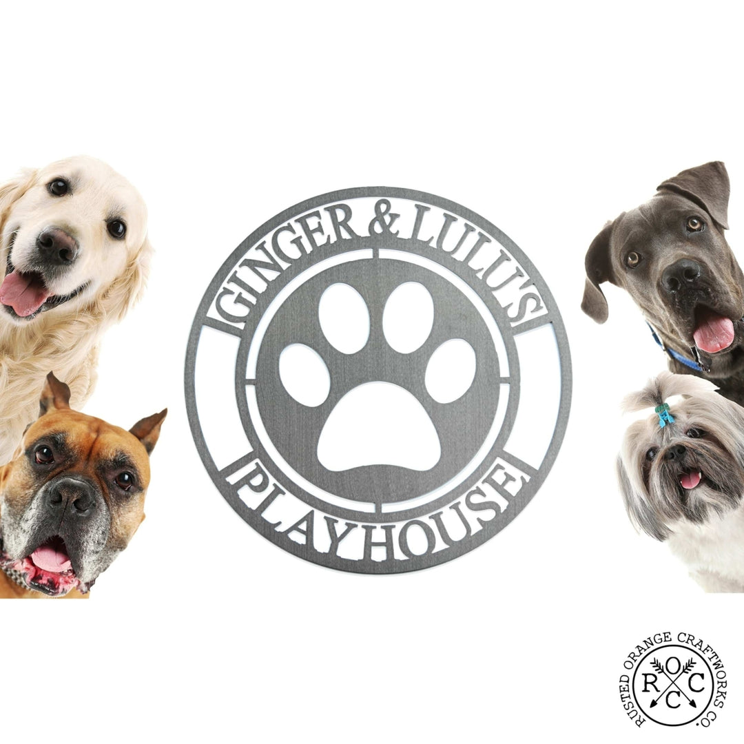 Paw Print Sign - Custom Metal Dog  Sign for Home Image 1
