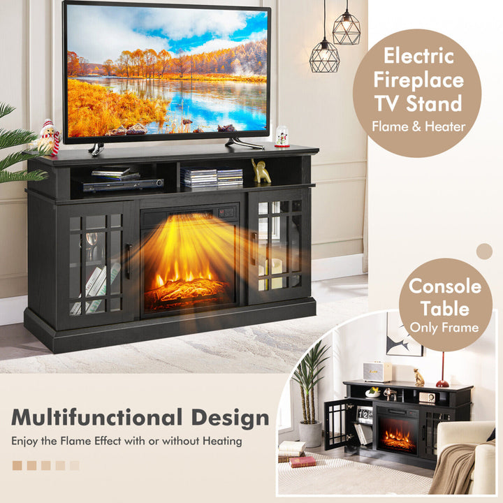 48" TV Stand Console Cabinet w/ Fireplace Entertainment Center For Living Room Image 6