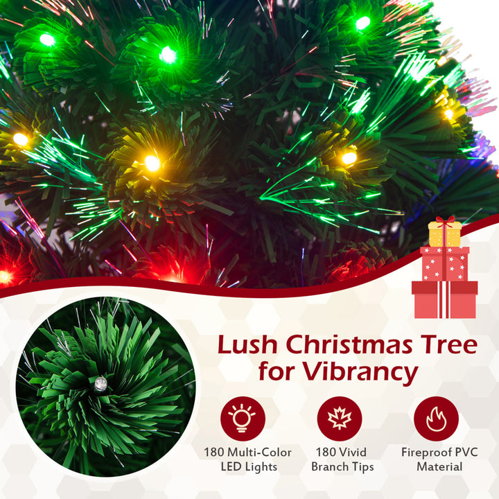 5Ft Pre-lit Optical Fiber Christmas Tree w/ Colorful LED Lights Stand Image 7