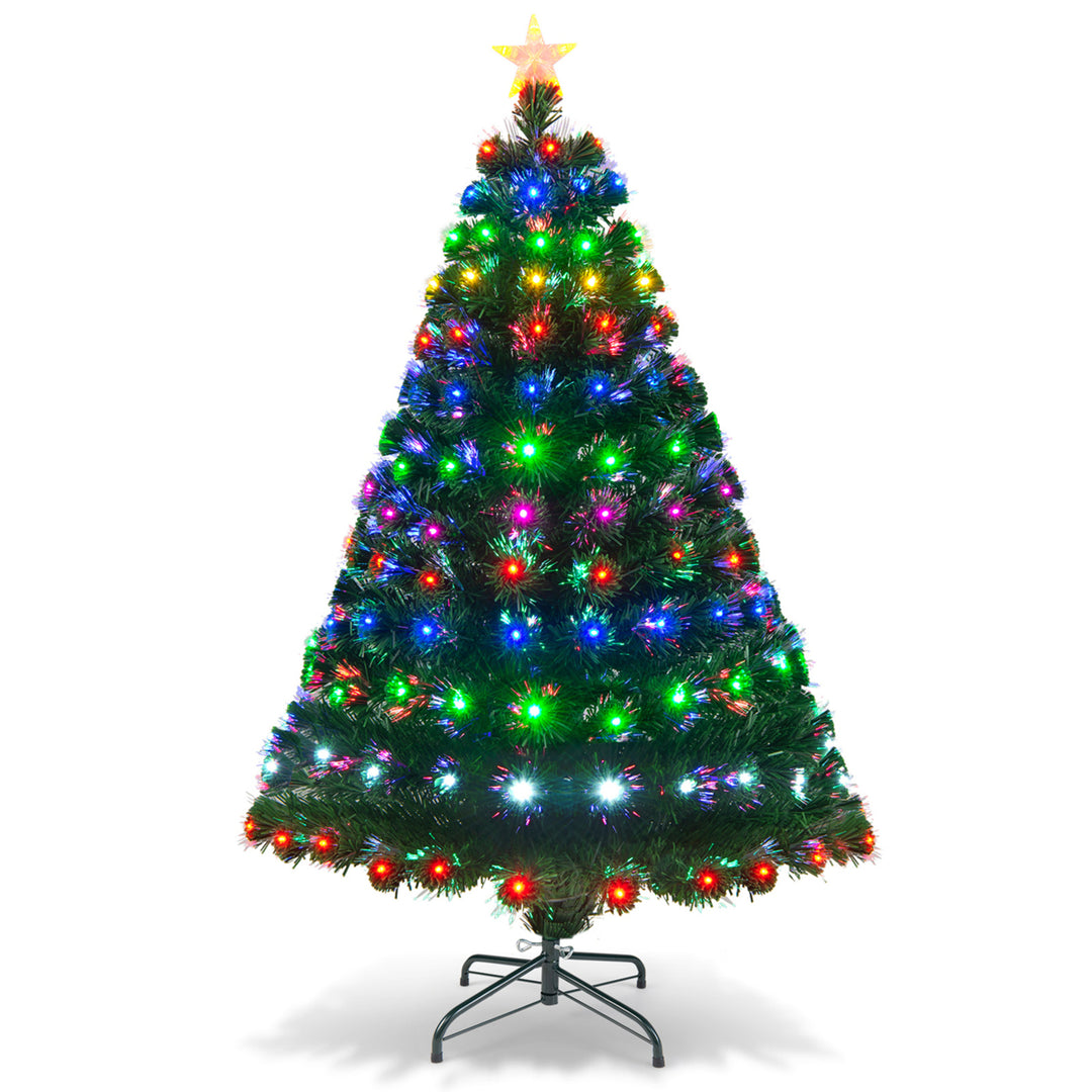 5Ft Pre-lit Optical Fiber Christmas Tree w/ Colorful LED Lights Stand Image 9