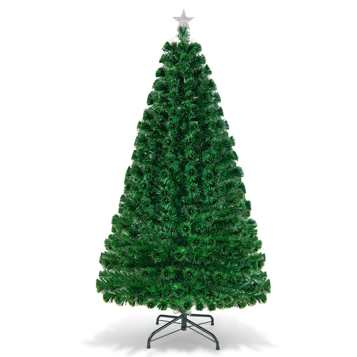 6Ft Pre-lit Optical Fiber Christmas Tree w/ Colorful LED Lights Stand Image 10