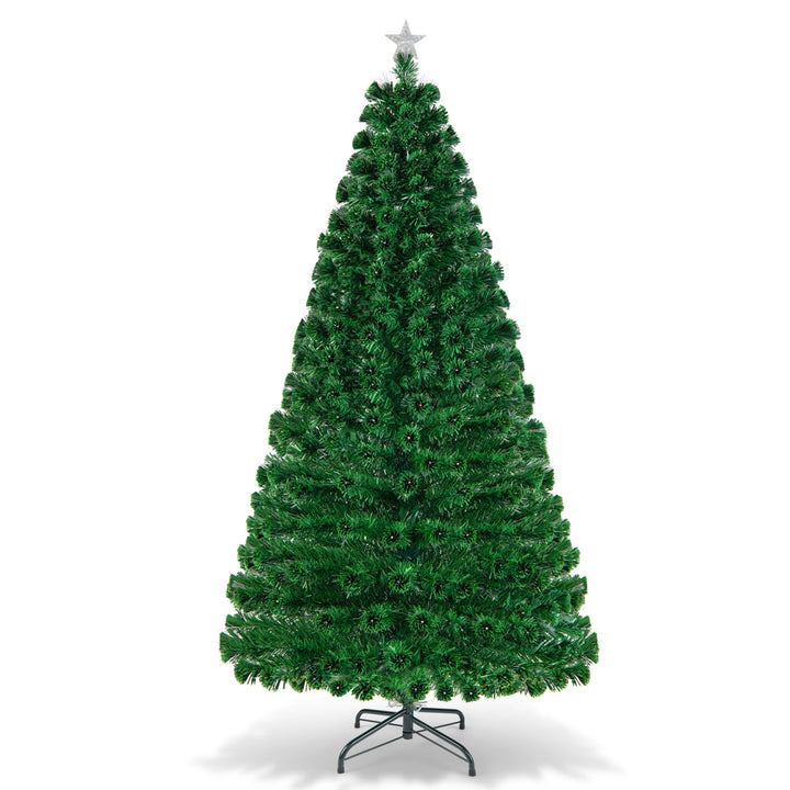 7Ft Pre-lit Optical Fiber Christmas Tree w/ Colorful LED Lights Stand Image 10