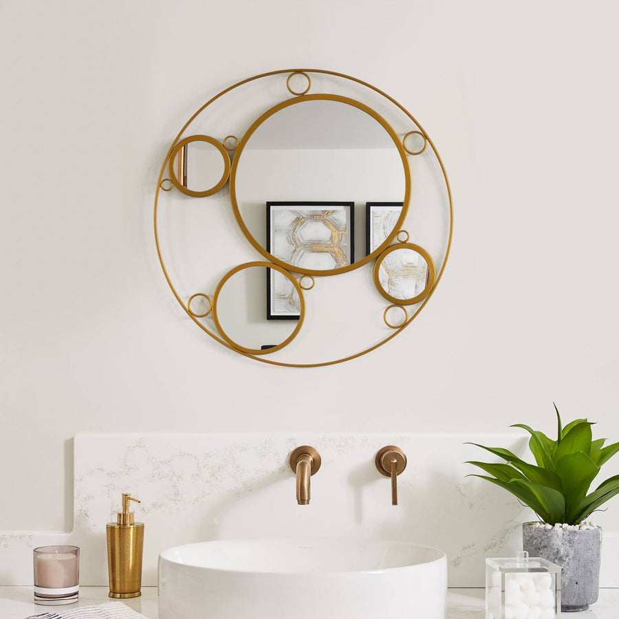 Uniquewise Decorative Metal Wall Mounted Modern Mirror - Perfect for Living Room, Bedroom, Bathroom Vanity, Entryway, or Image 1