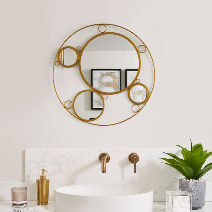 Uniquewise Modern Decorative Metal Wall Mounted Mirror for Living Room Bedroom Image 1