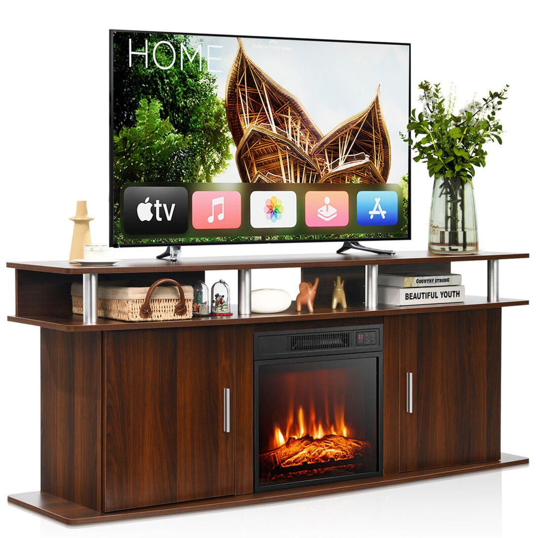 63 Fireplace TV Stand W/18 1400W Electric Fireplace up to 70 Image 1