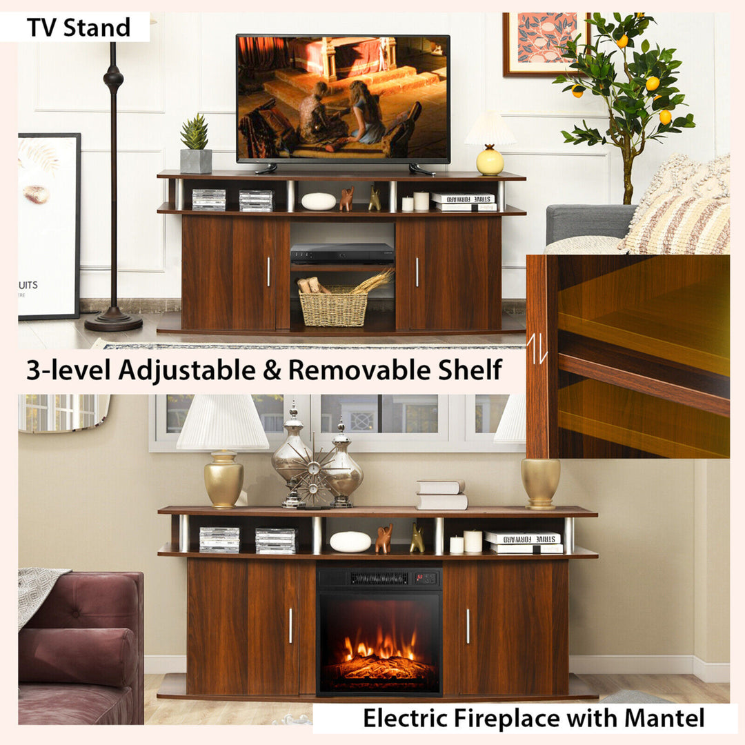 63 Fireplace TV Stand W/18 1400W Electric Fireplace up to 70 Image 5