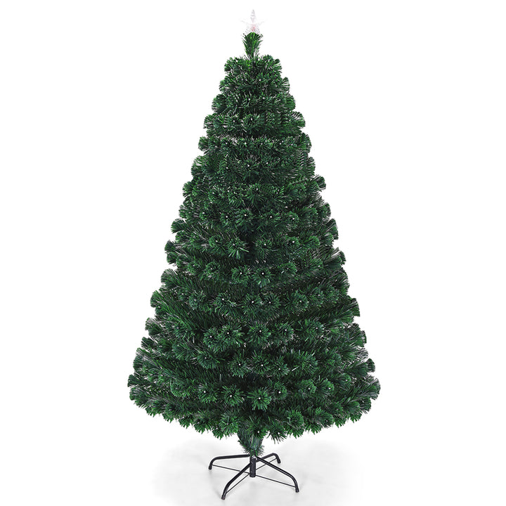 7 Pre-Lit Fiber Optic Artificial Christmas Tree w/Multicolor LED Lights and Stand Image 9