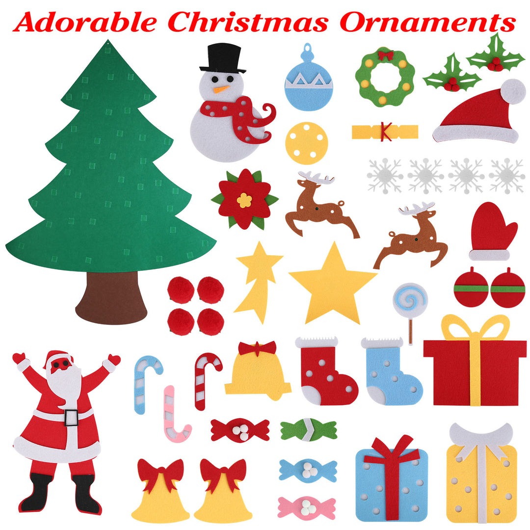 DIY Felt Christmas Tree 41Pcs Detachable Ornaments for Kids Toddler Wall Hanging Christmas Decoration Xmas Gift Image 3