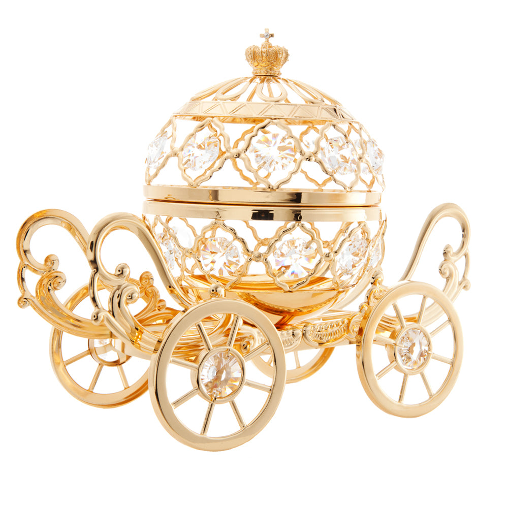 Matashi 24K Gold Plated Crystal Studded Large Cinderella Pumpkin Coach Ornament Image 1