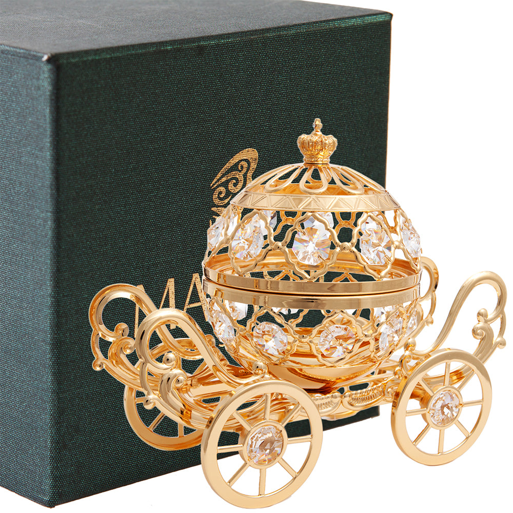 Matashi 24K Gold Plated Crystal Studded Large Cinderella Pumpkin Coach Ornament Image 3