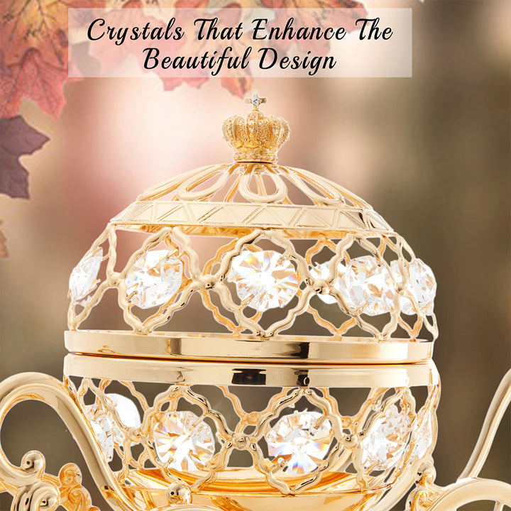 Matashi 24K Gold Plated Crystal Studded Large Cinderella Pumpkin Coach Ornament Image 5