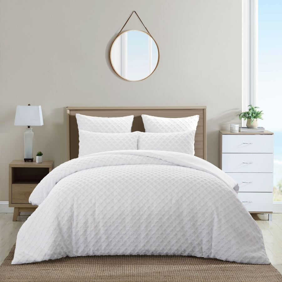 Lilli Duvet Set - Diamond Tufted , Solid Neutral Color Image 1