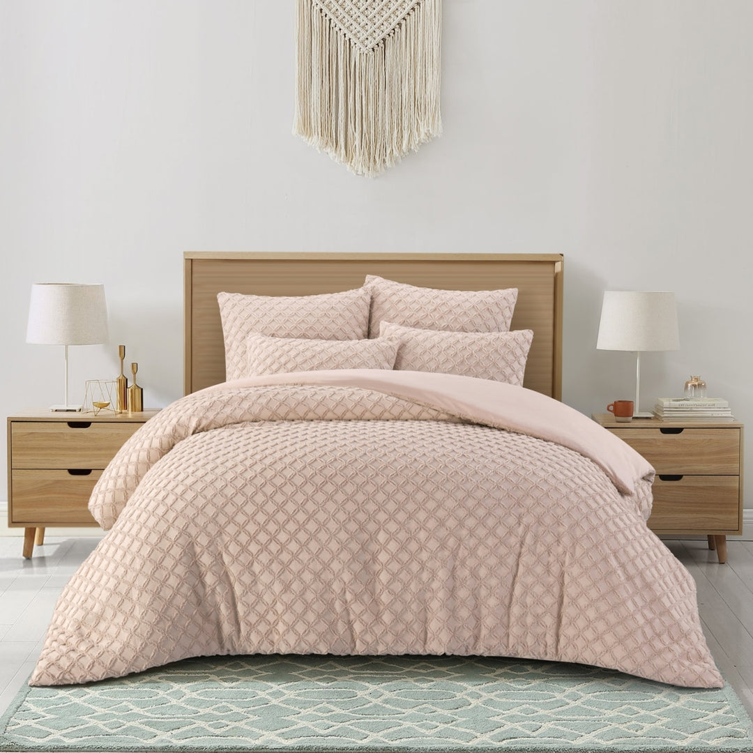 Lilli Duvet Set - Diamond Tufted , Solid Neutral Color Image 4