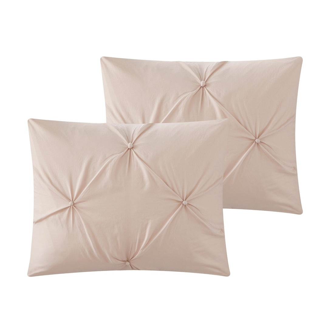 Baylie Comforter Set -Pinch Pleated Pintuck , Solid Neutral Color Image 9