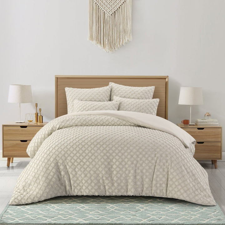 Lilli Duvet Set - Diamond Tufted , Solid Neutral Color Image 5