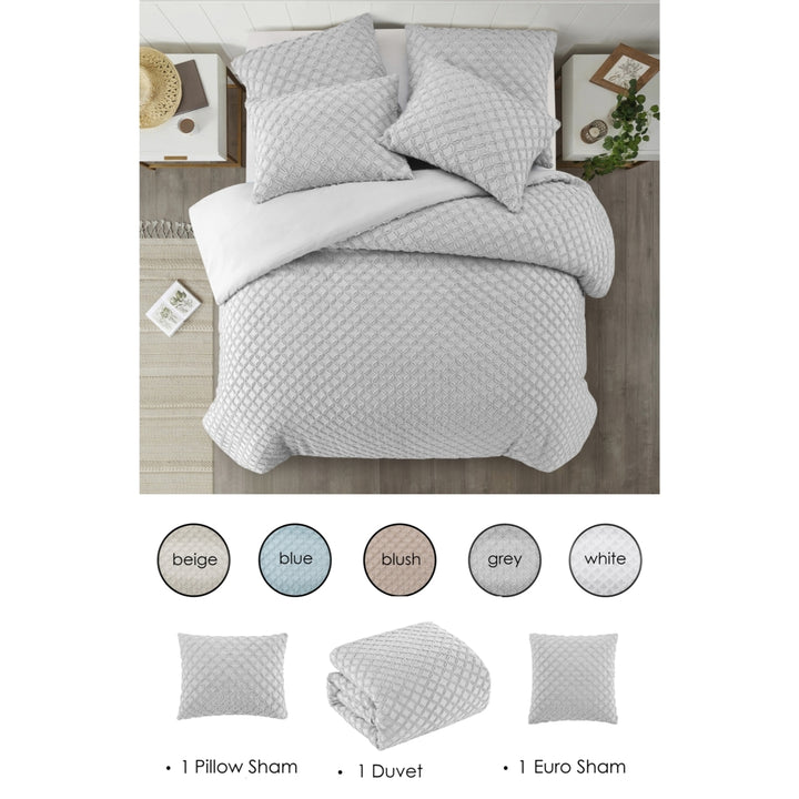 Lilli Duvet Set - Diamond Tufted , Solid Neutral Color Image 7