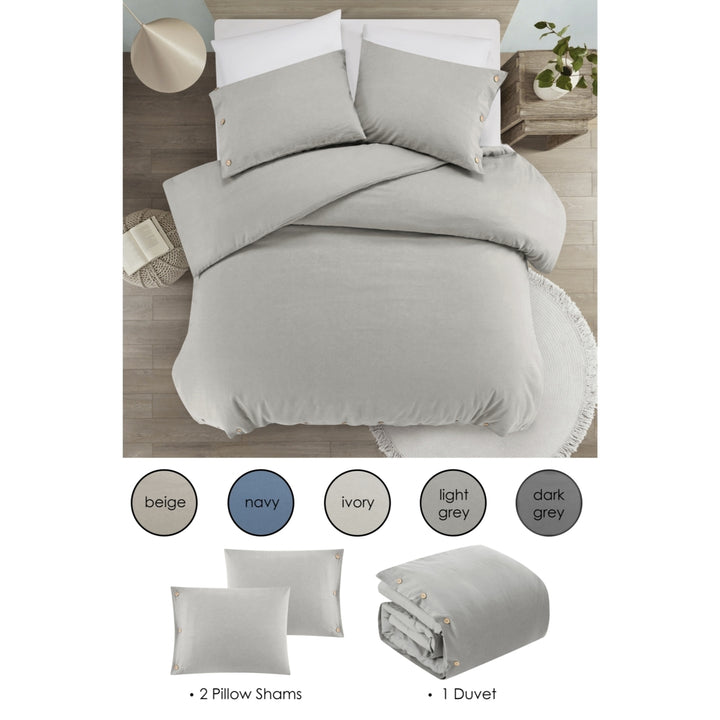 Isela Duvet Set -Decorative Button Closure , Soft and Cozy Image 10