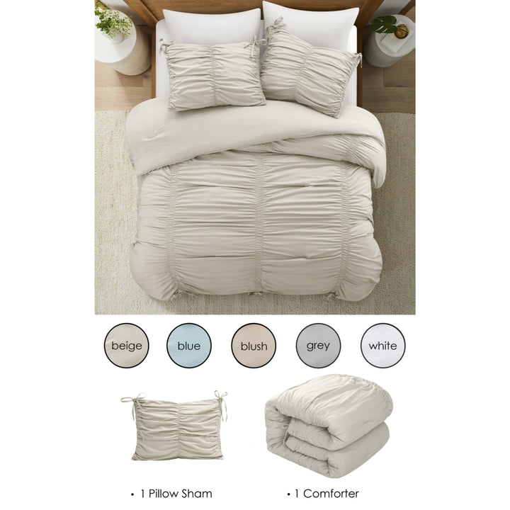Briseyda Comforter Set- Ruched Ruffle Pleated , Elegantly-styled and Luxurious Image 7