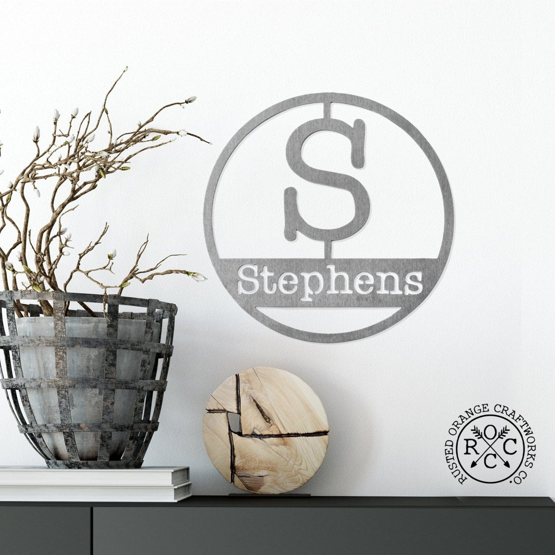 Circle Type Style Monogram - 2 Styles - Custom Metal Name Sign Image 6