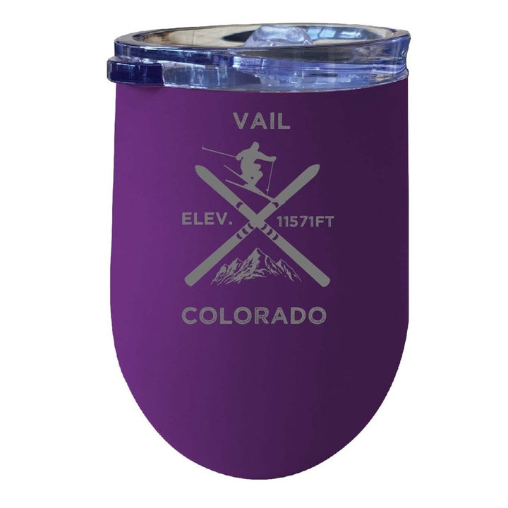 Vail Colorado Ski Souvenir 12 oz Laser Etched Insulated Wine Stainless Steel Tumbler Image 4