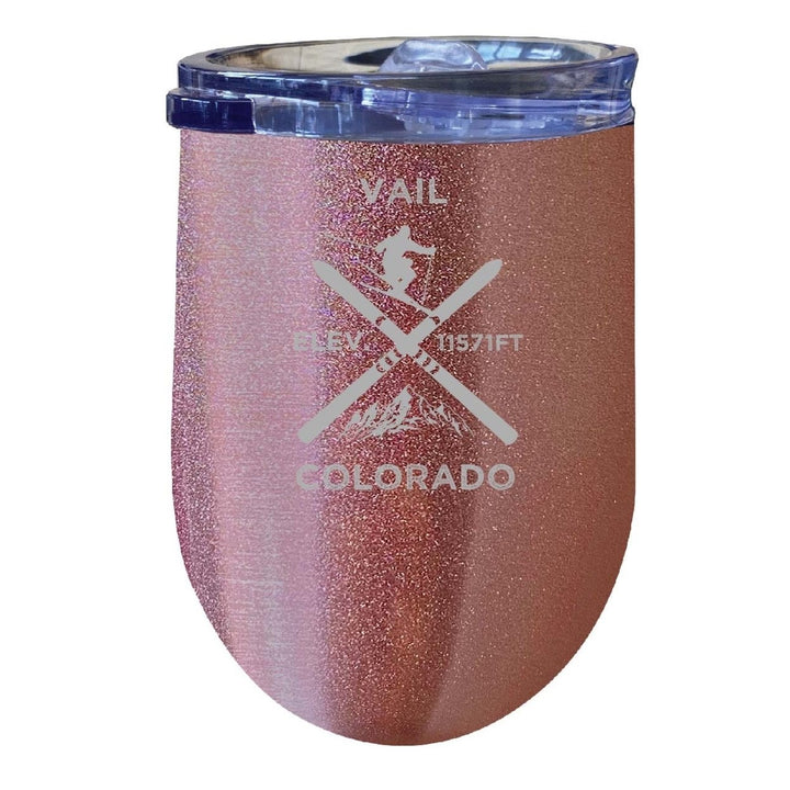 Vail Colorado Ski Souvenir 12 oz Laser Etched Insulated Wine Stainless Steel Tumbler Image 1