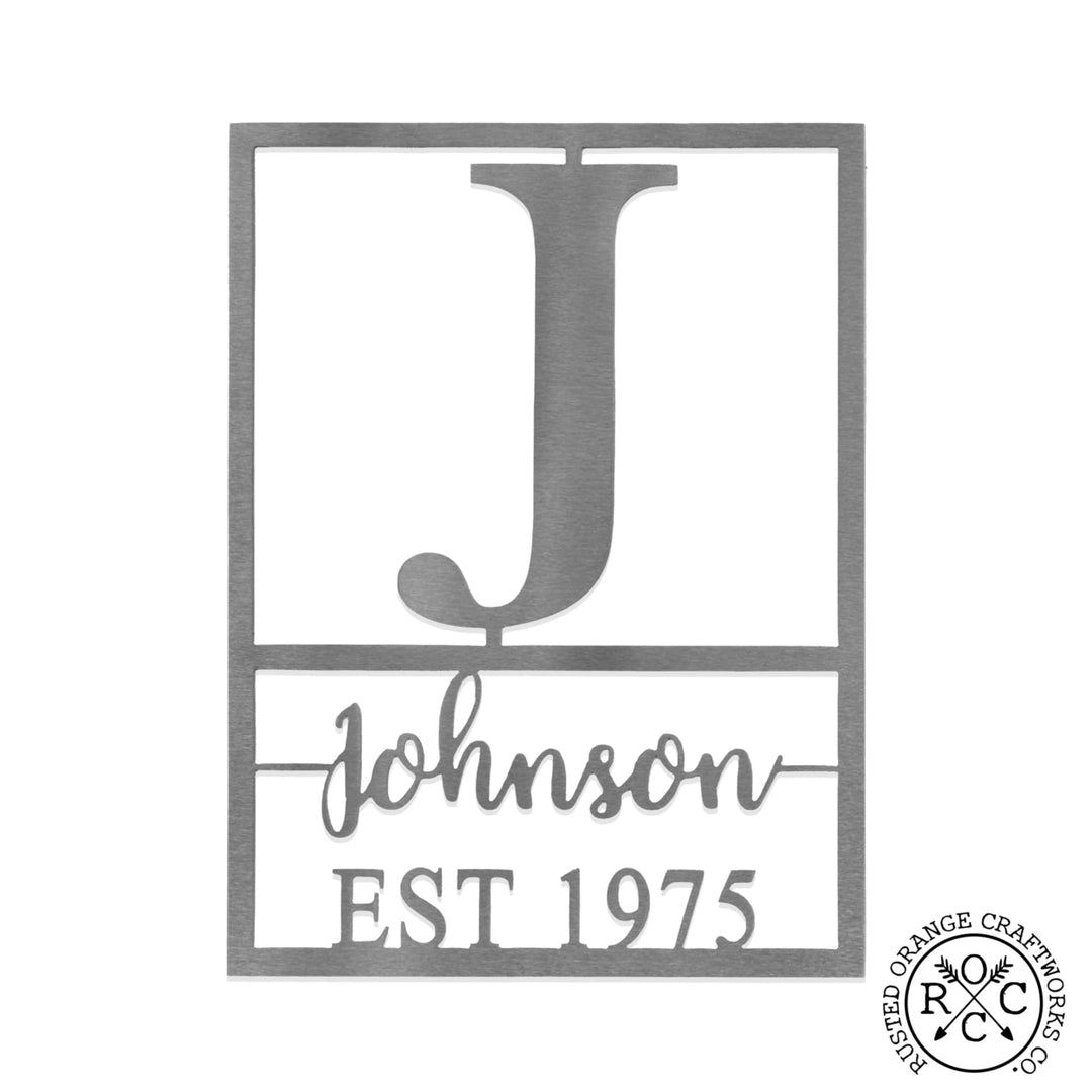 Weston Name and Date Monogram - 2 Sizes - Custom Metal Rectangle Monogram with Name and Date Sign Image 6