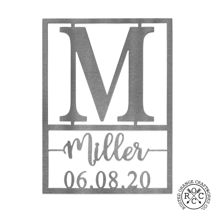 Weston Name and Date Monogram - 2 Sizes - Custom Metal Rectangle Monogram with Name and Date Sign Image 8