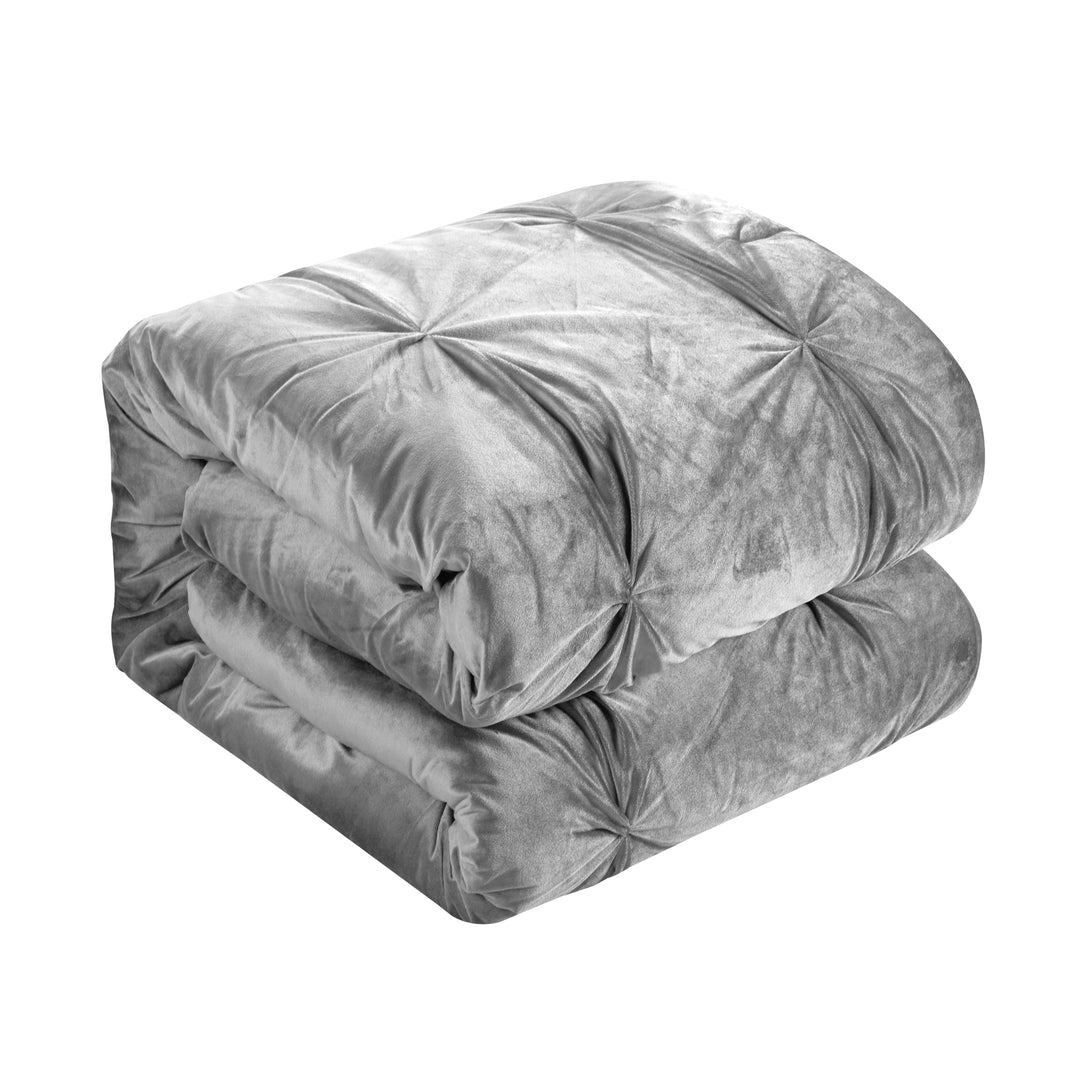Nilah 5Pc Comforter Set -Shiny Velvet , Pinch Pleated Pintuck Image 6