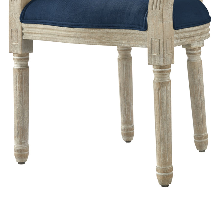 Chanelle Dining Chair - Upholstered  Button Tufted, Oval Back  Antique Brushed Wood Finish Image 9