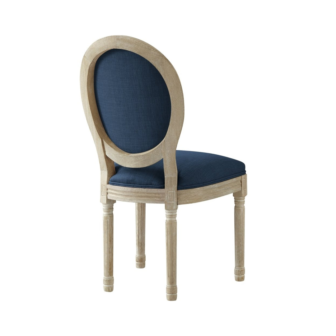 Chanelle Armless Dining Chair Upholstered Linen Button Tufted Antique Wood Finish Image 8