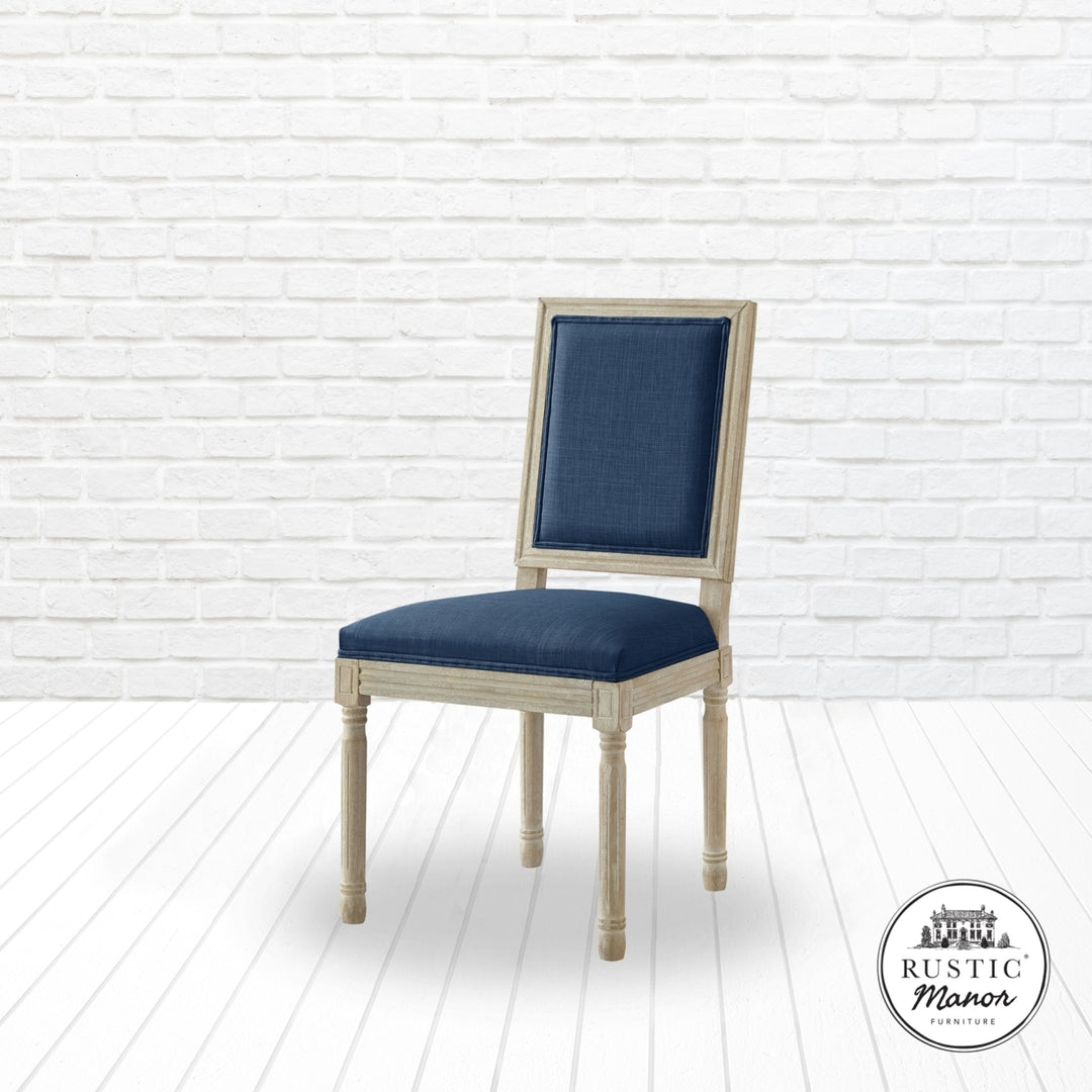 Olivier Dining Chair - Upholstered  Armless  Antique Brushed Wood Finish Image 7