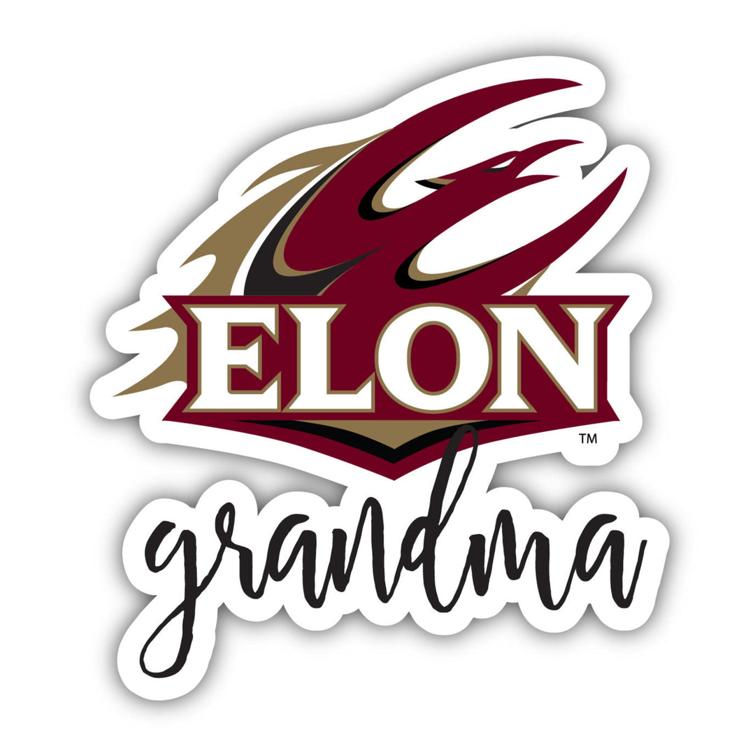 Elon University 4 Inch Proud Grand Mom Die Cut Decal Image 1