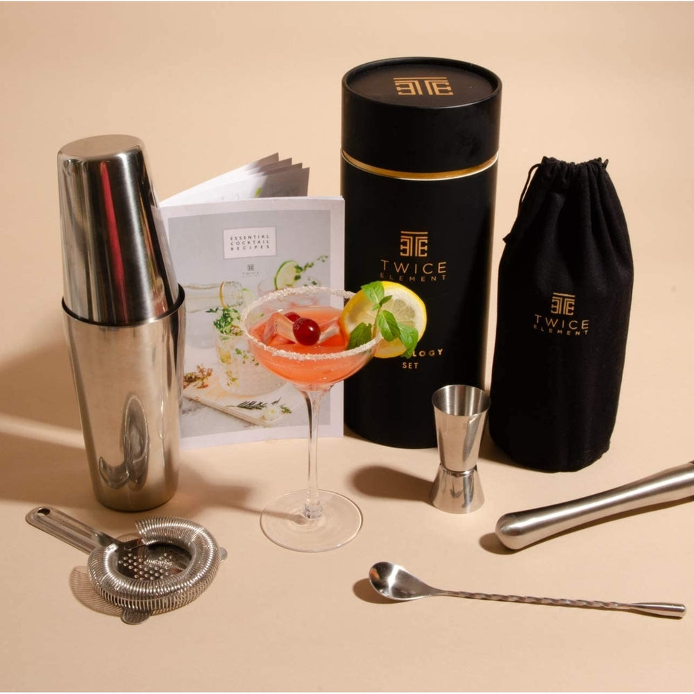 Boston Style Cocktail Shaker Kit with Gift Box, Storage Pouch, Recipe Book and All Essential Drink Accessories Image 2