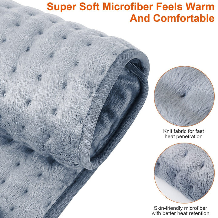 Electric Foot Warmer Grey Microfiber Heated Pad 6 Settings Machine Washable Image 6