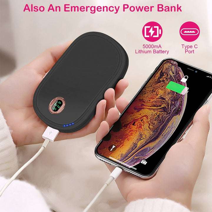 Rechargeable Hand Warmer Portable Electric Heater 5000mAh Pink/Black Image 4