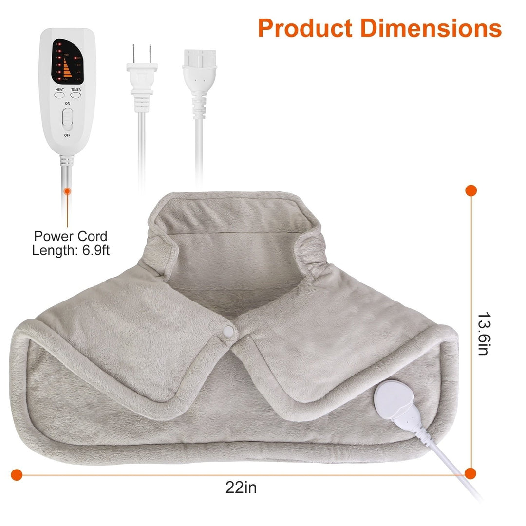 Large Weighted Heating Pad for Neck and Shoulders 22.4x16.3in Beige Electric Image 7