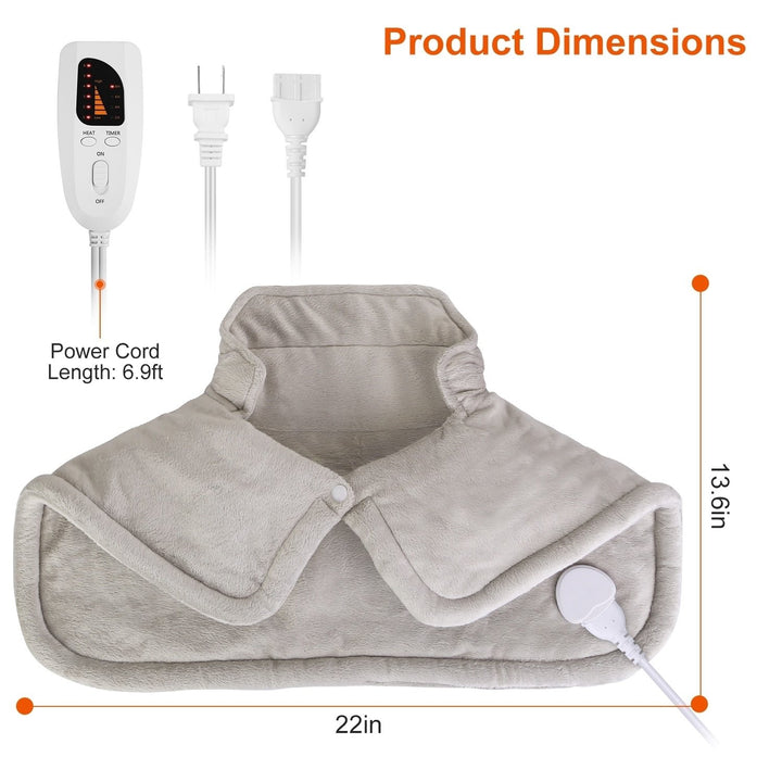 Large Weighted Heating Pad for Neck and Shoulders 22.4x16.3in Beige Electric Image 7