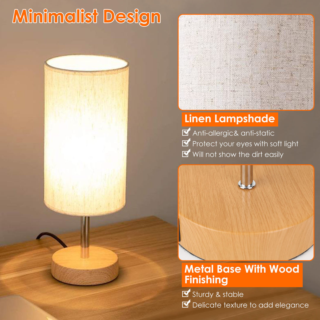 Touch Control Table Lamp 3-Way Dimmable Beige USB Ports E26 LED Warm Light Image 6