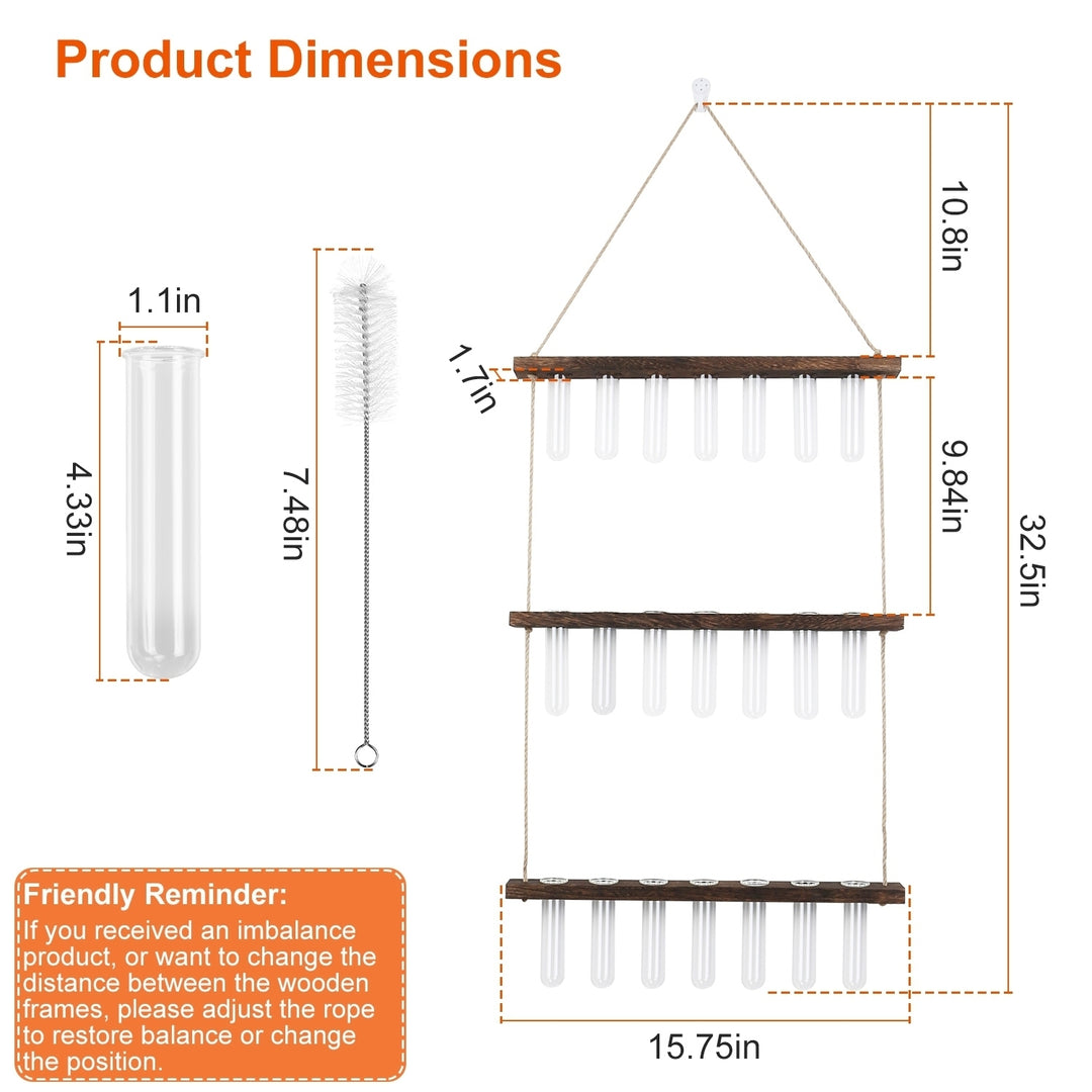 3 Tier Wall Hanging Planter Wooden Frame Glass Hydroponic Vase Terrarium Image 5