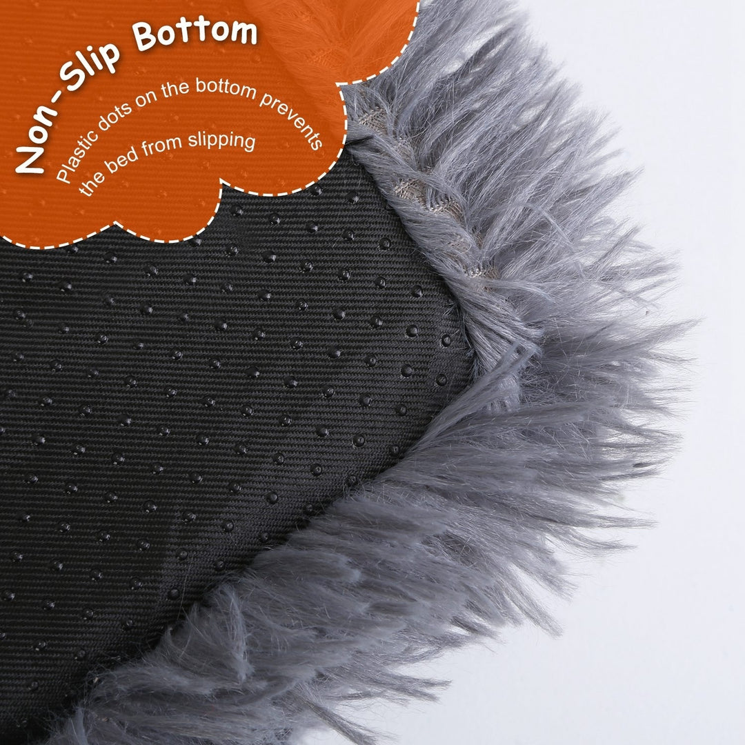 Plush Dog Bed Dark Grey Soft Cushion Cozy Mat S/M/L/XL for Dogs and Cats Image 4