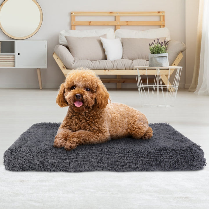 Plush Dog Bed Dark Grey Soft Cushion Cozy Mat S/M/L/XL for Dogs and Cats Image 8