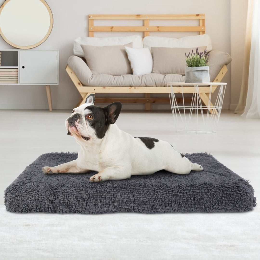 Plush Dog Bed Dark Grey Soft Cushion Cozy Mat S/M/L/XL for Dogs and Cats Image 9