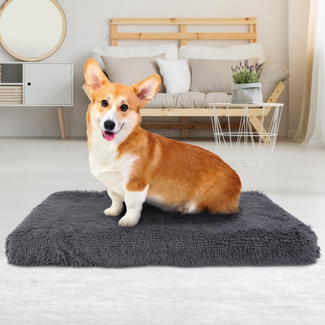 Plush Dog Bed Dark Grey Soft Cushion Cozy Mat S/M/L/XL for Dogs and Cats Image 10