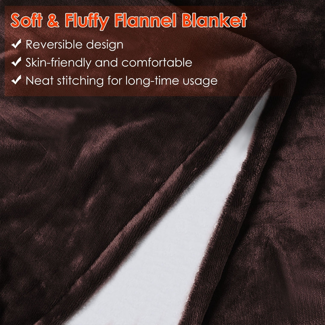 Electric Heated Flannel Throw Blanket Coffee Color 59x50in 6 Heat Settings Image 4