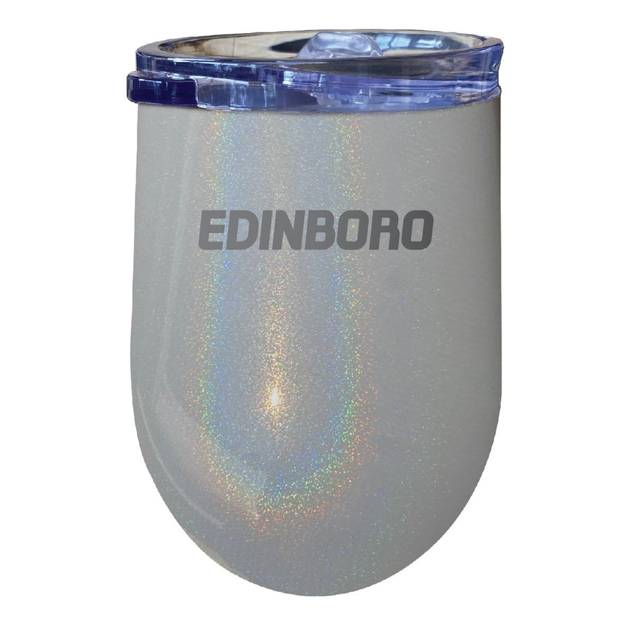 Edinboro University 12 oz Laser Etched Insulated Wine Stainless Steel Tumbler Rainbow Glitter Grey Image 1