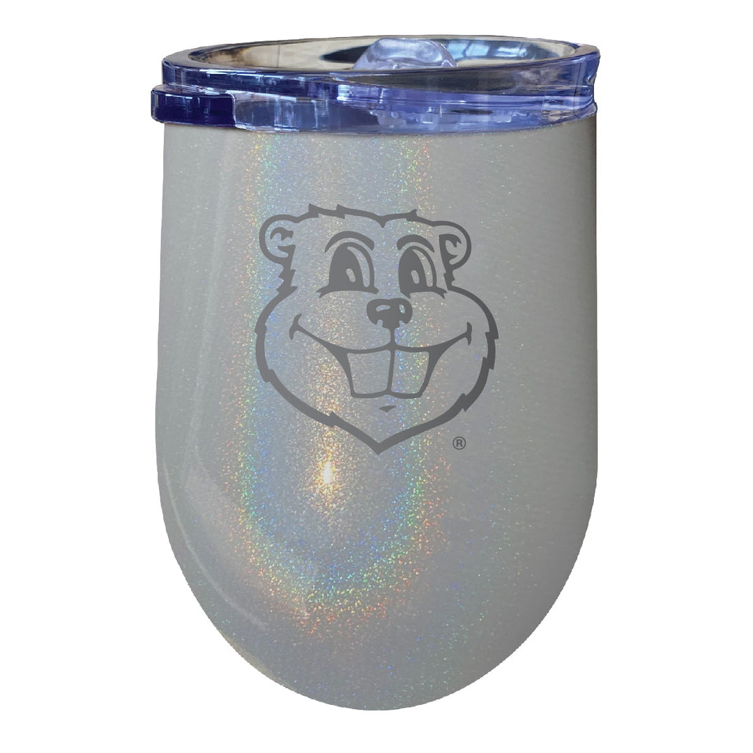 Minnesota Gophers 12 oz Laser Etched Insulated Wine Stainless Steel Tumbler Rainbow Glitter Grey Image 1
