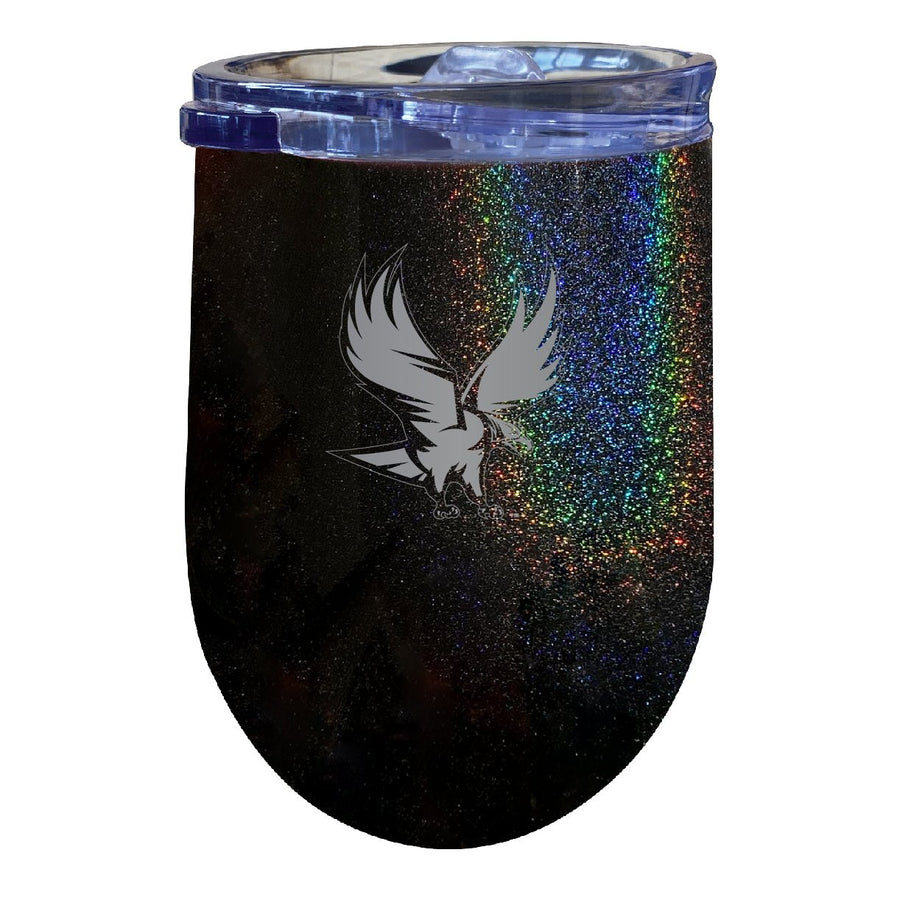 North Carolina Central Eagles 12 oz Laser Etched Insulated Wine Stainless Steel Tumbler Rainbow Glitter Black Image 1
