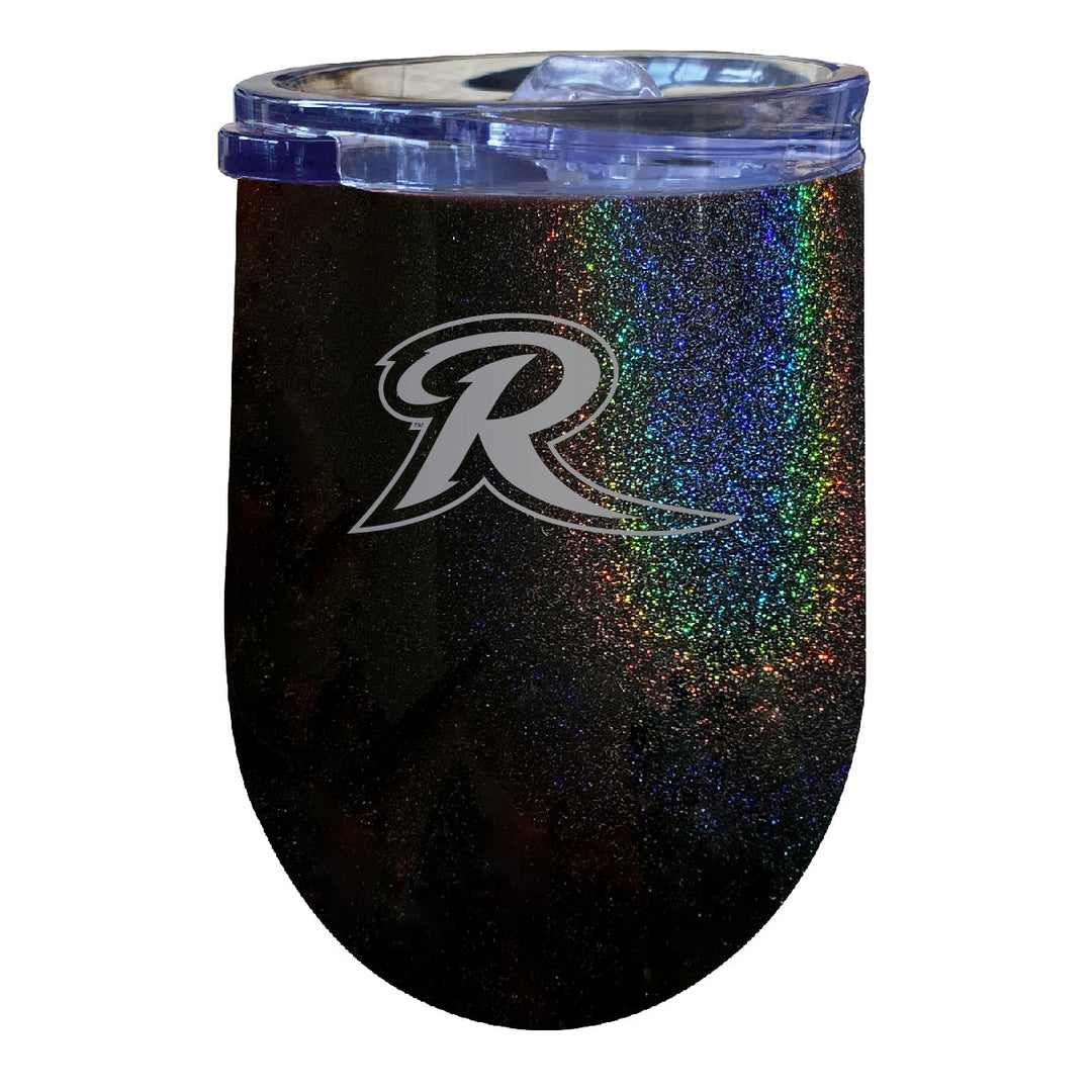 Rider University Broncs 12 oz Laser Etched Insulated Wine Stainless Steel Tumbler Rainbow Glitter Black Image 1