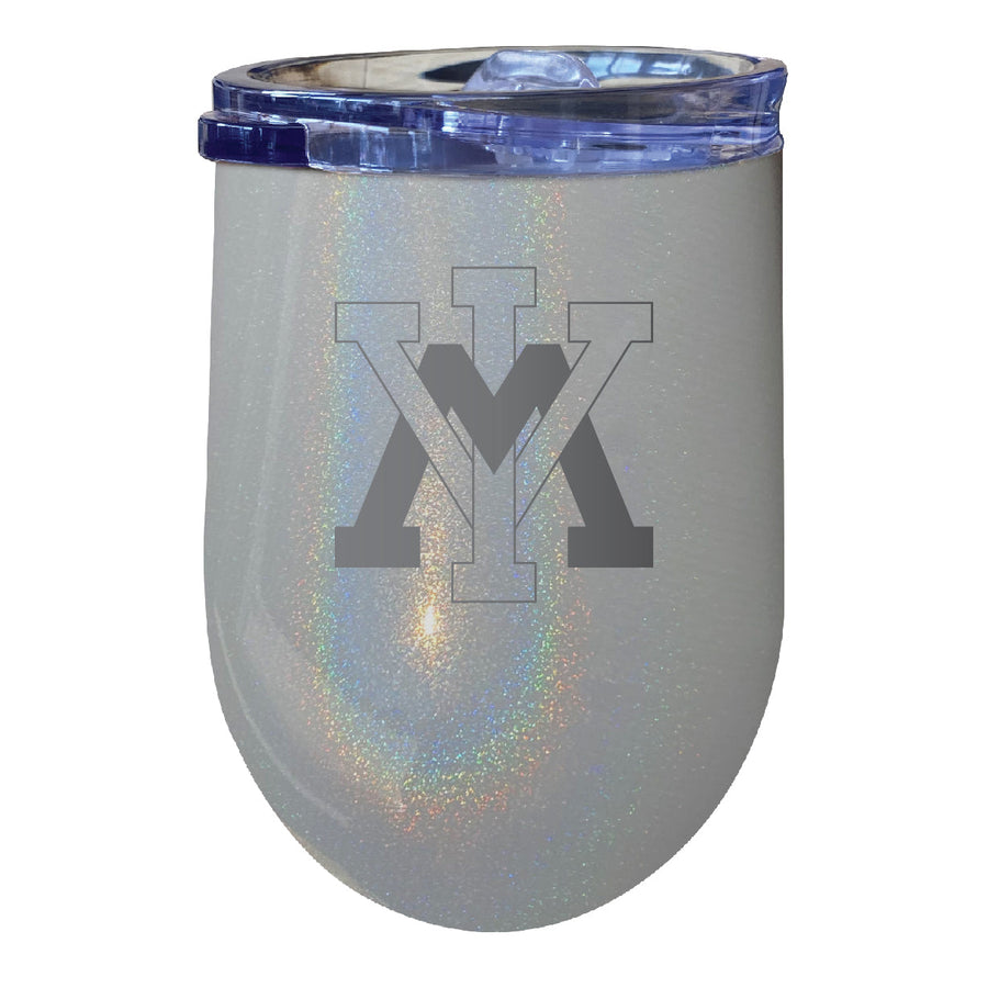 VMI Keydets 12 oz Laser Etched Insulated Wine Stainless Steel Tumbler Rainbow Glitter Grey Image 1
